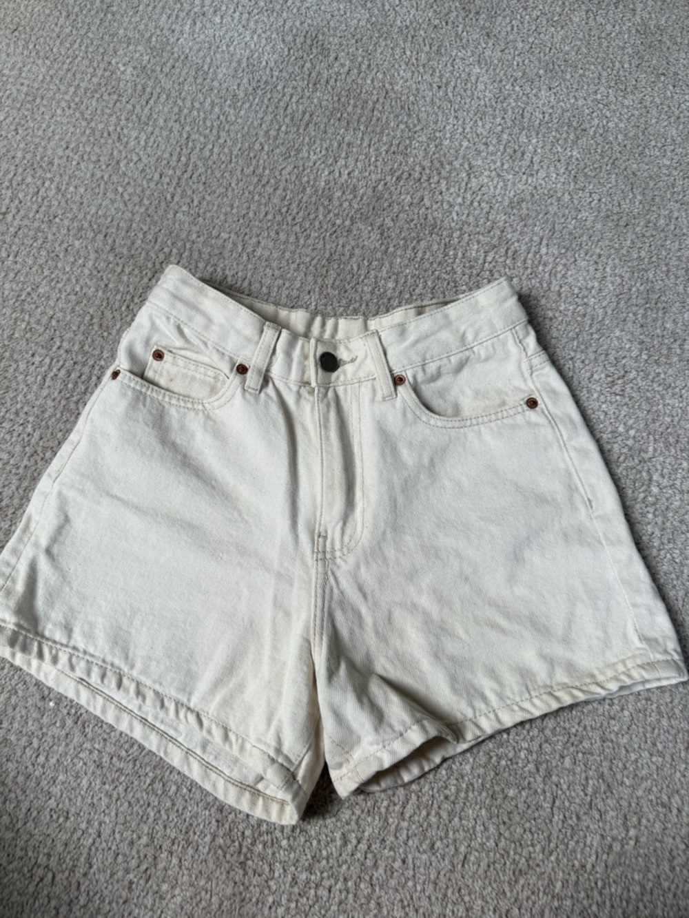 Dr. Denim Cream High-Rise Jean Shorts